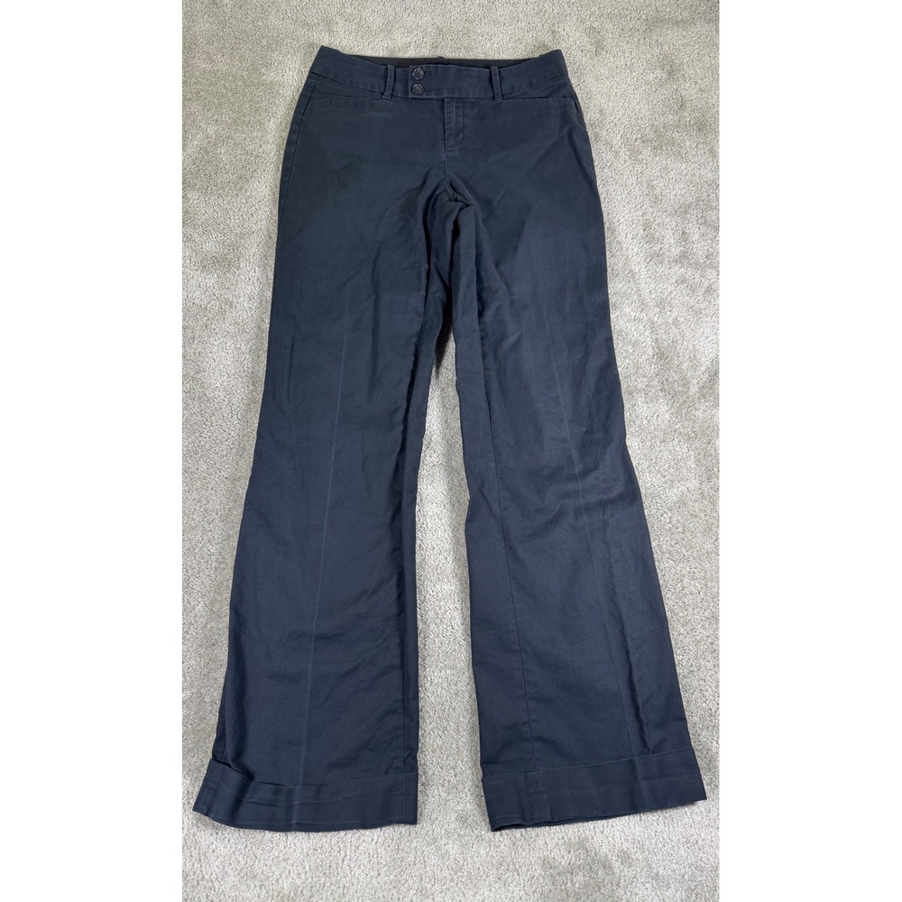 Banana Republic Jackson Fit Navy Blue Wide Leg Trousers Pants 6L Long Cotton